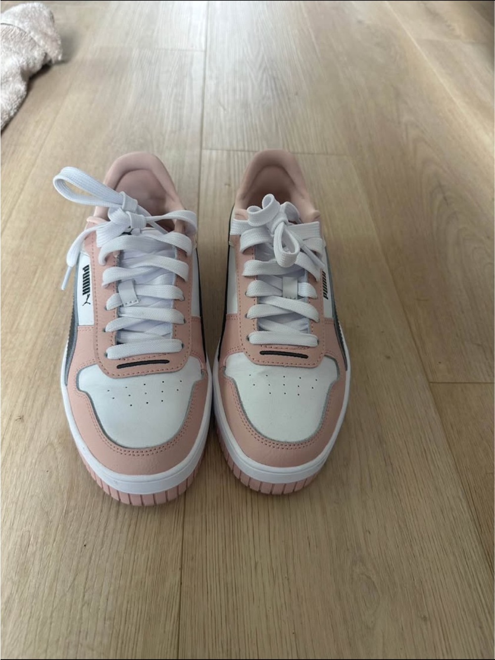 Puma White and Blush Low-Top Sneakers